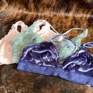 Pink Victorias Secret Cacique Lot of Three Bralette Lace Bras